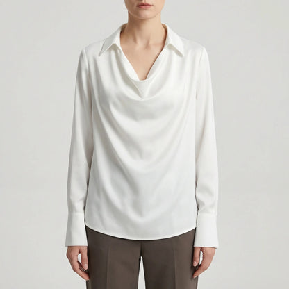 Satin-Finish Collared Women's Top - Janice