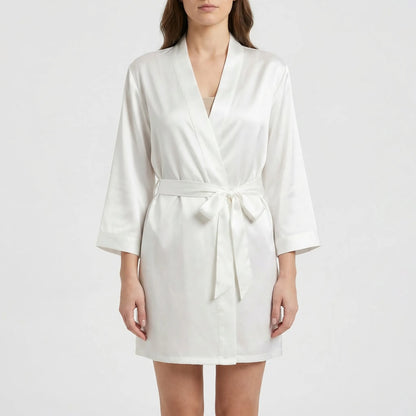 Satin-Finish Wrap Morning Gown - Ramona
