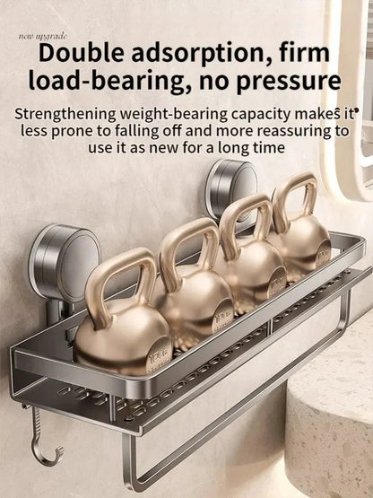 Suction Cup Bathroom Shelf | No-Drill | Drainage Rack Organizer 3