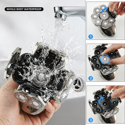 6-in-1 Waterproof Men’s Electric Shaver with 9D Floating Heads & Grooming Kit – MultiTrim