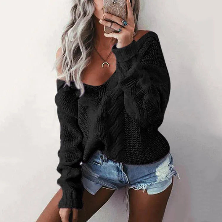 Ladies' oversized knitted sweater with long sleeves – Thalia