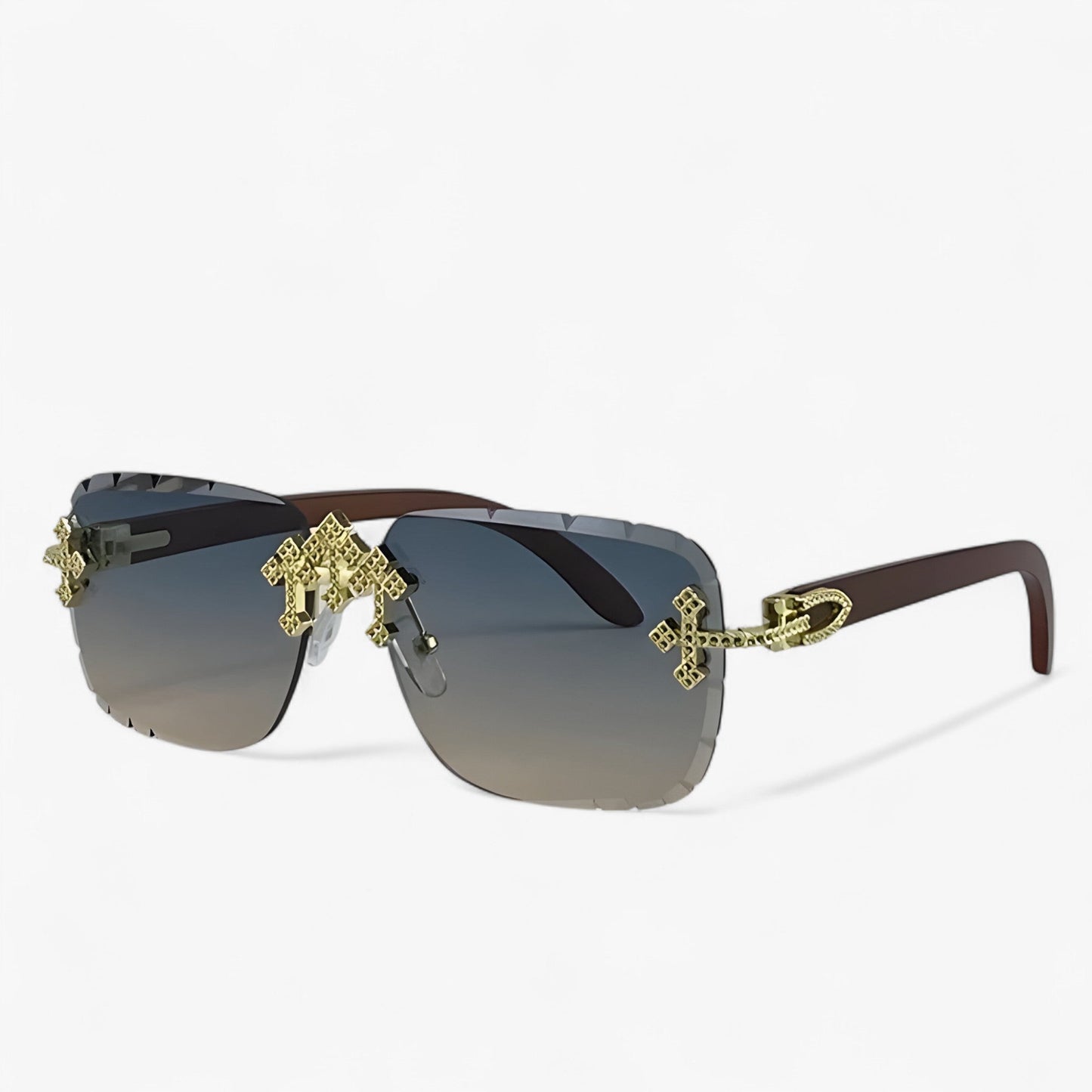 Rimless Steampunk sunglasses with metal accents – Nirex