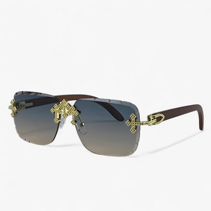 Rimless Steampunk sunglasses with metal accents – Nirex