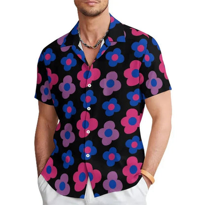 Men's summer shirt with floral print and revere collar – Elian