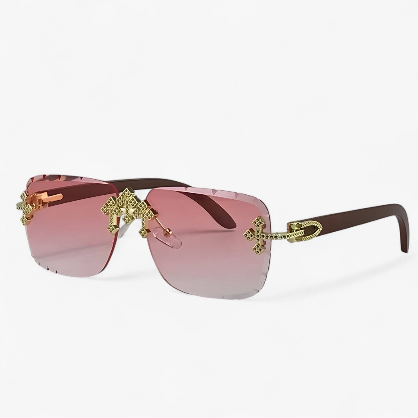 Rimless Steampunk sunglasses with metal accents – Nirex