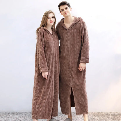 Hooded flannel bathrobe for couples – CozyHug