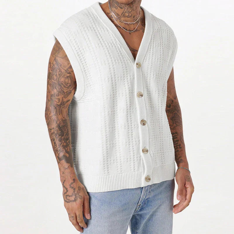 Knitted autumn cardigan with V-neck and buttons – Elias
