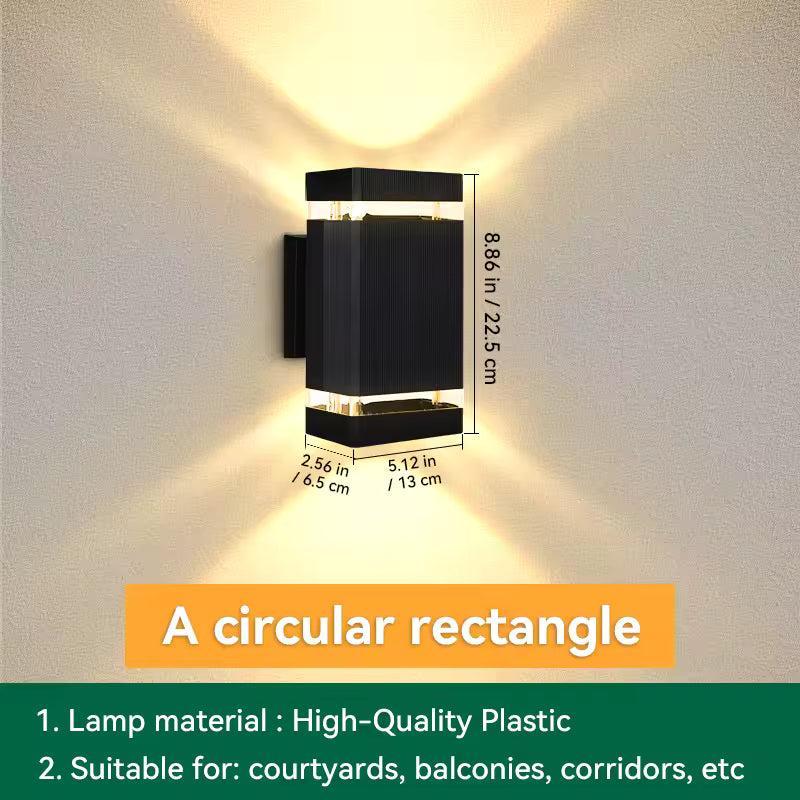 Single-ring rectangular black sconce with a size diagram showing height, width and depth 16
