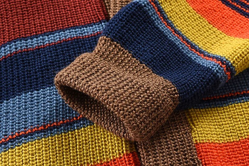 Men's knit cardigan with color block and geometric pattern – Leandro