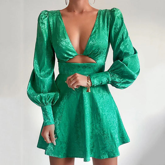 Refined Satin Flare Dress with Print - Isabella
