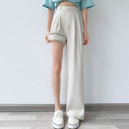 High-Waist Casual Women's Trousers with Wide Leg – Emilia