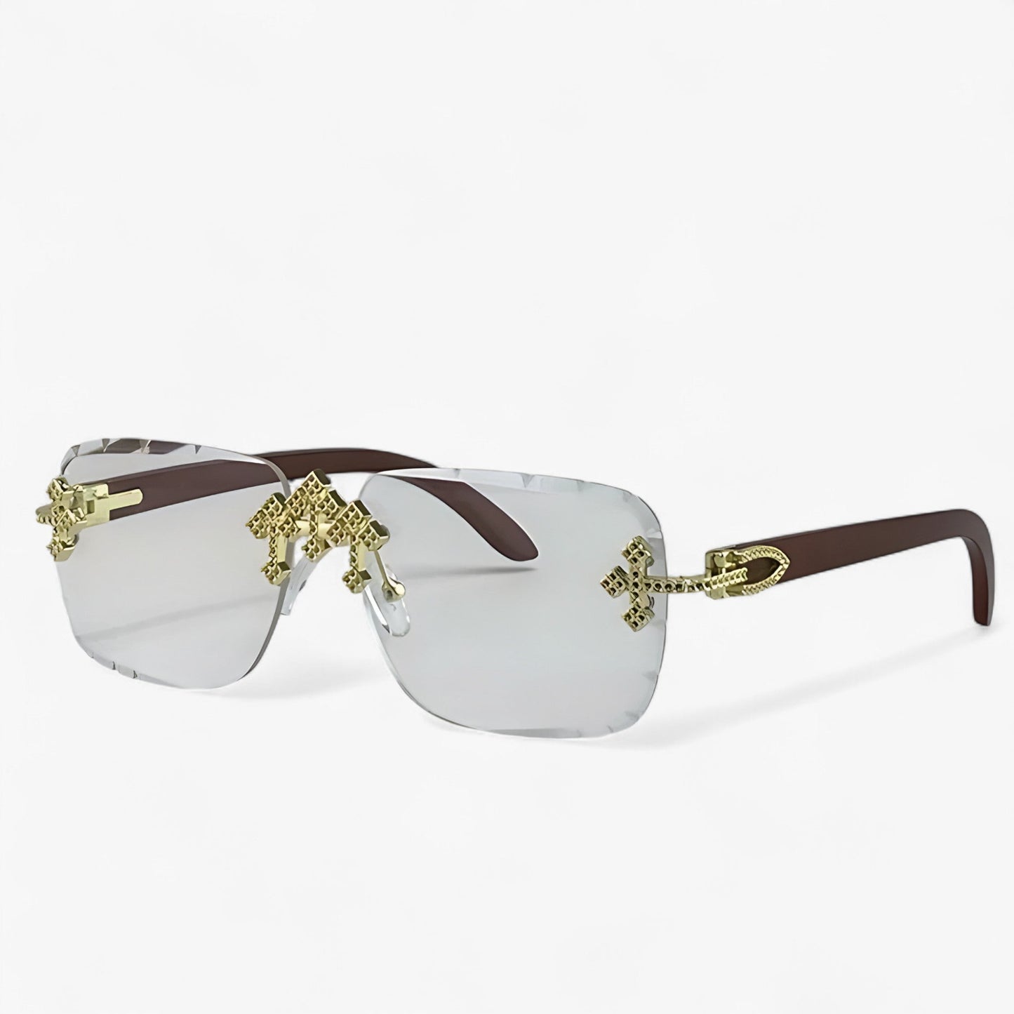 Rimless Steampunk sunglasses with metal accents – Nirex