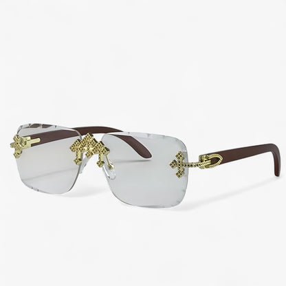 Rimless Steampunk sunglasses with metal accents – Nirex