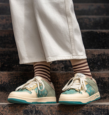 Stylish unisex synthetic sneakers with almond blossom print – Arta