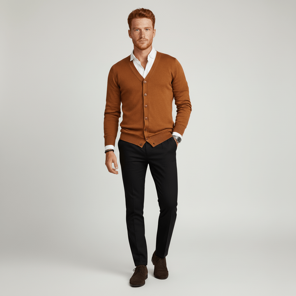 Schmal Geschnittene Strickjacke Mit Langen Ärmeln - Devin