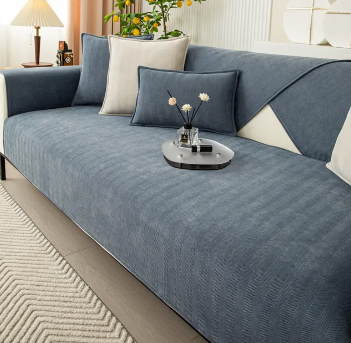 Chenille Bank Protector with Herringbone Structure – VeluraShield