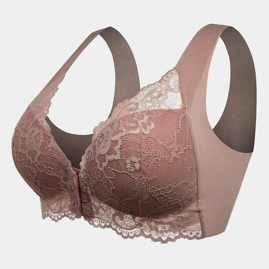Seamless lace sports bra with front closure - Mireya