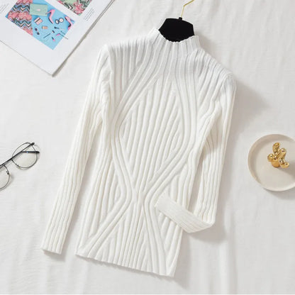 Ladies' knitted jumper with a roll neck and long sleeves – Elodie
