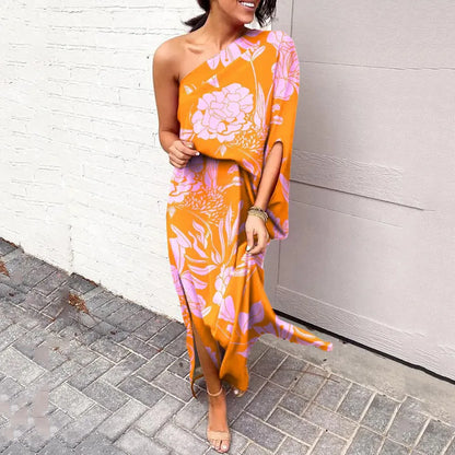 Dress with Diagonal Shoulder Line - Mila