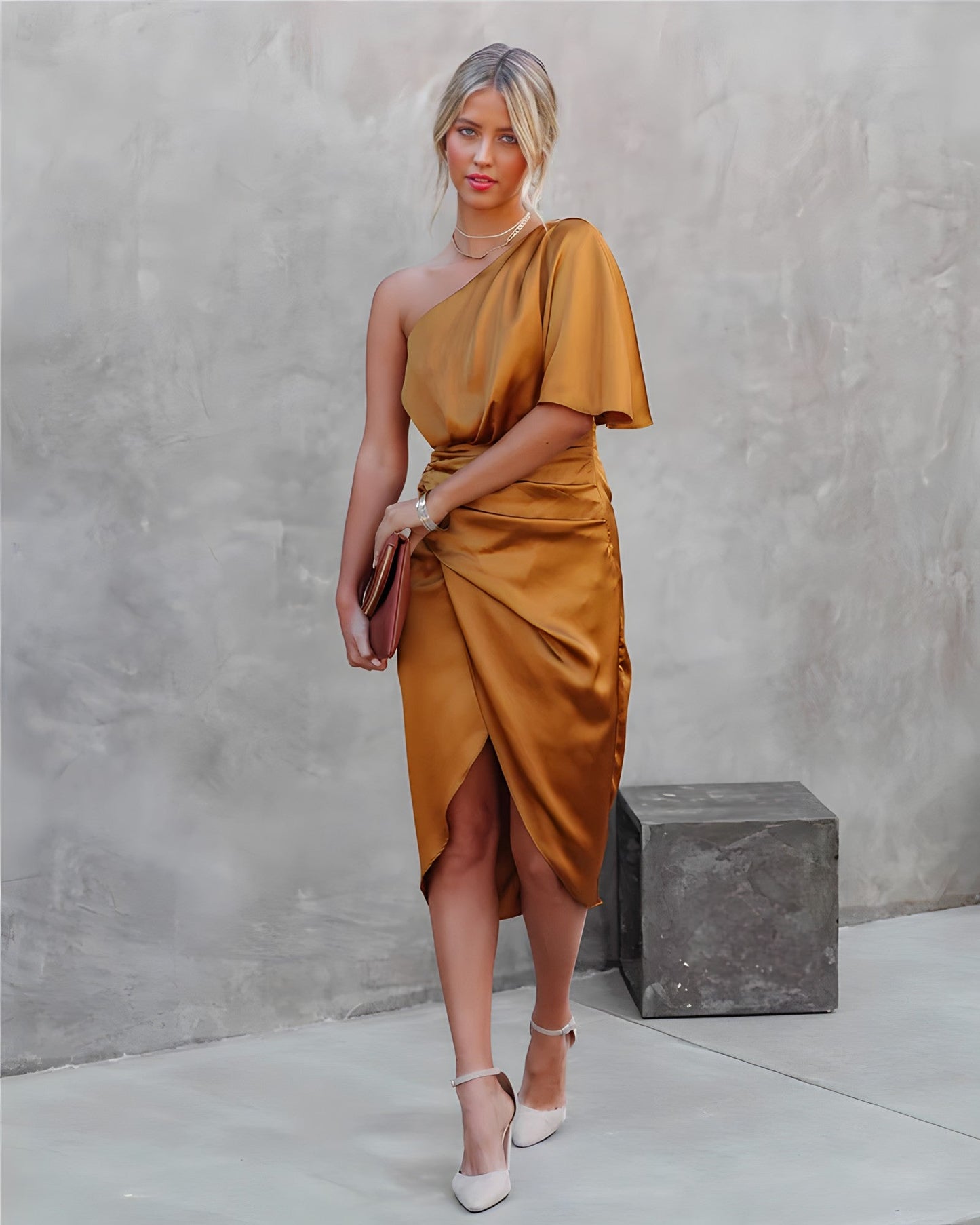 Stylish One-Shoulder Evening Dress - Celeste
