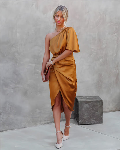 Stylish One-Shoulder Evening Dress - Celeste