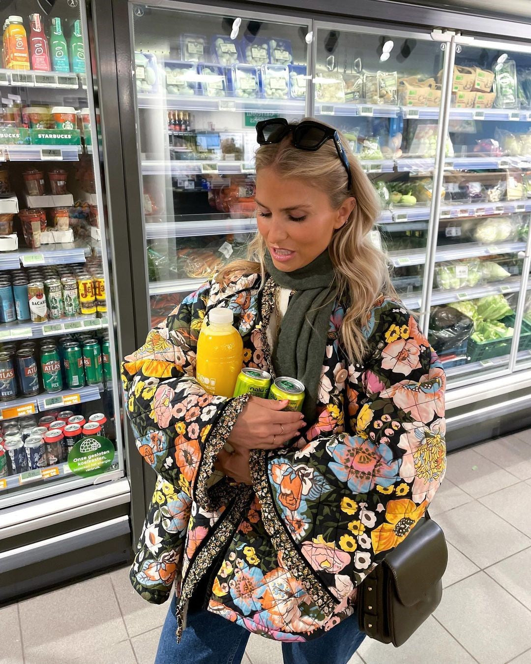 Womens Jacket with Floral Print - Aurora