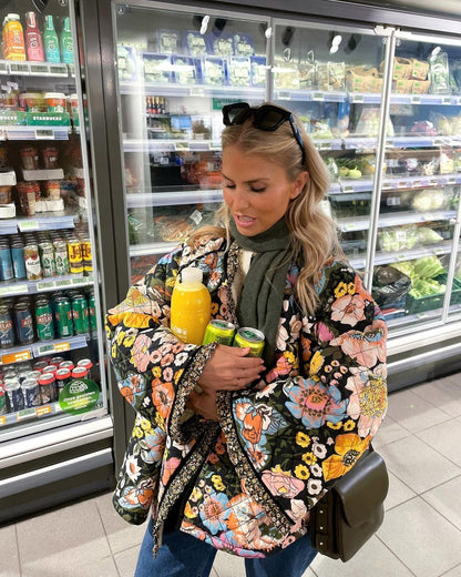 Womens Jacket with Floral Print - Aurora