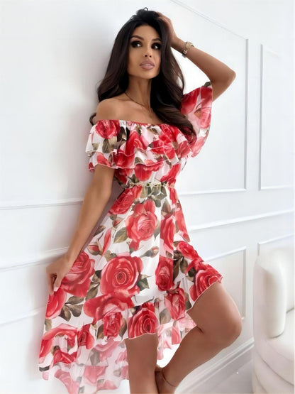Off-the-shoulder mini dress with ruffles – Lina