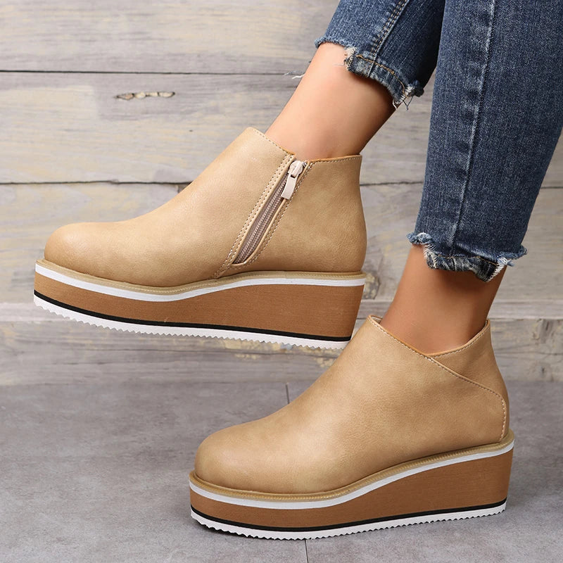 Stylish autumn wedge ankle boots – Mila