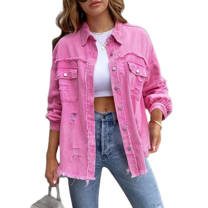 Boho women's denim jacket with autumnal Ibiza flair & slim fit – Yara