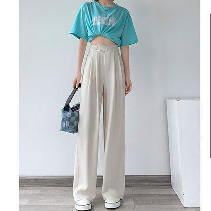 High-Waist Casual Women's Trousers with Wide Leg – Emilia