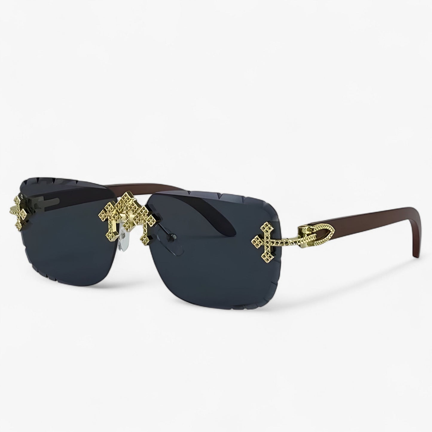 Rimless Steampunk sunglasses with metal accents – Nirex