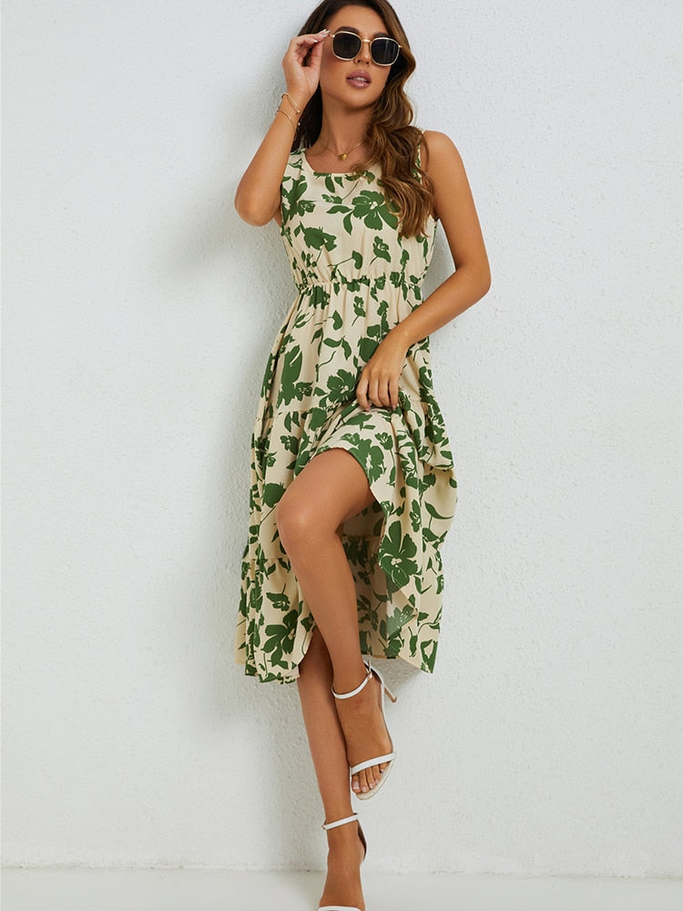 Summery midi dress with floral print – Fenna