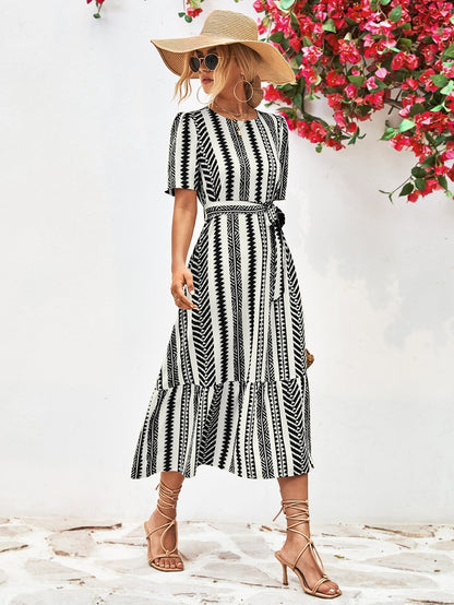 Black-and-white striped midi dress – Elise