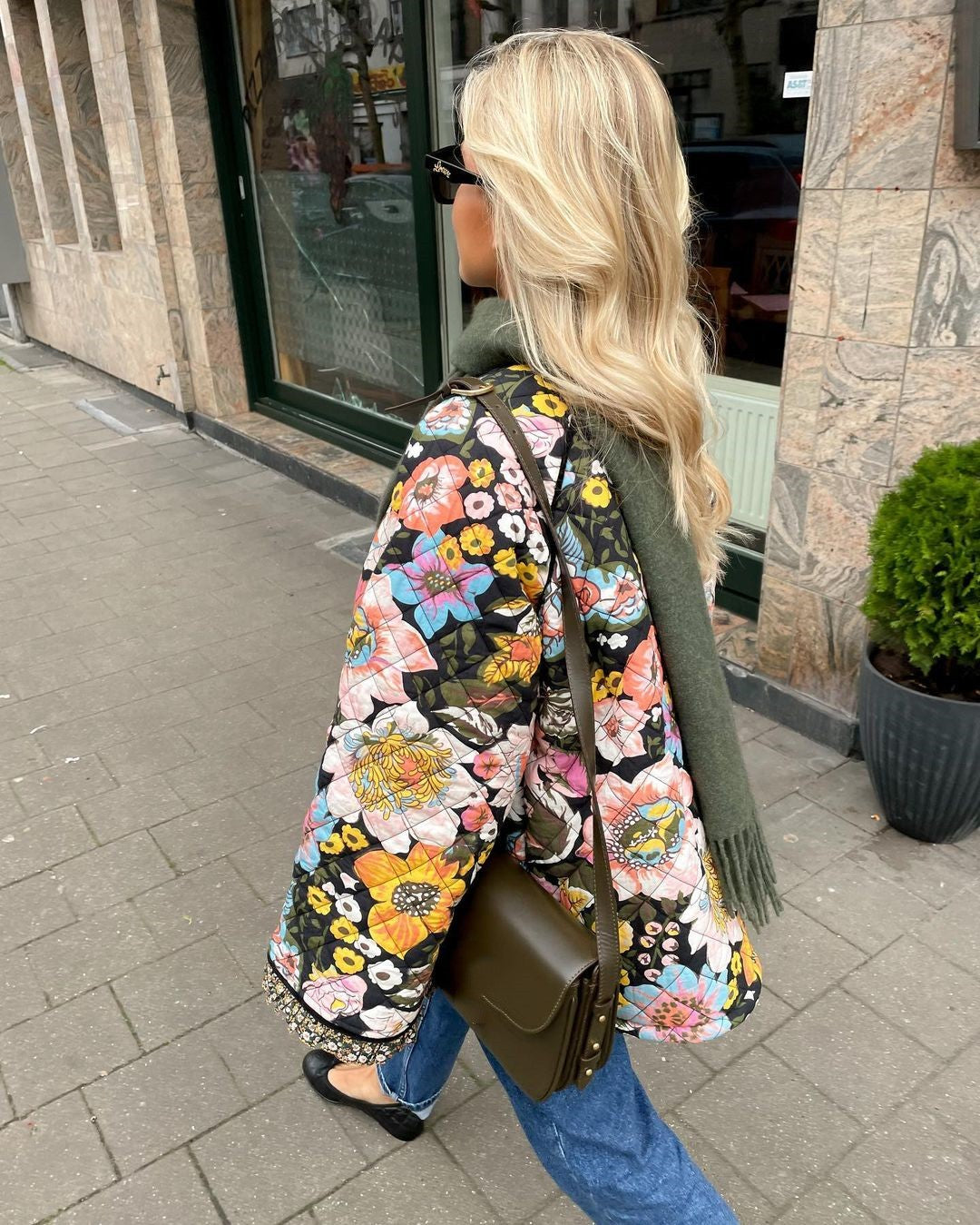 Womens Jacket with Floral Print - Aurora