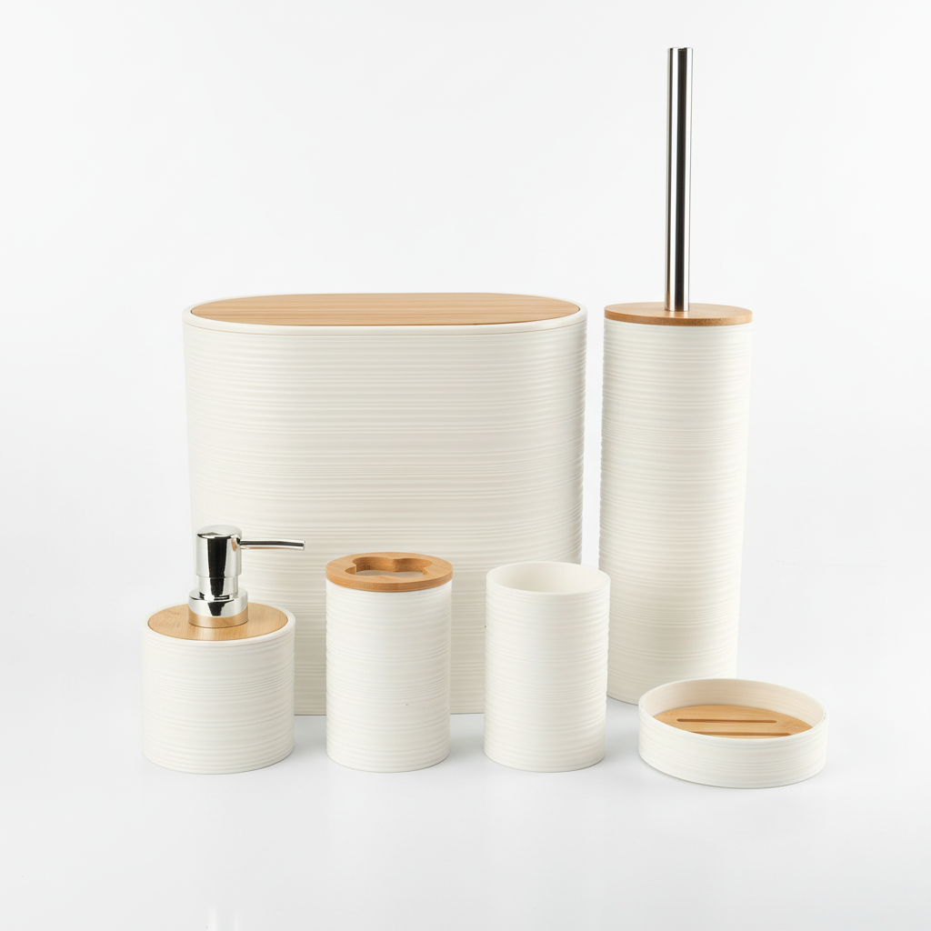 Sechsteiliges Badezimmerzubehör Set - Bamborao