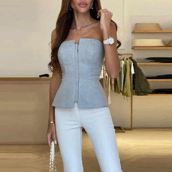 Women's round-neck tank top in breathable fabric – Malia