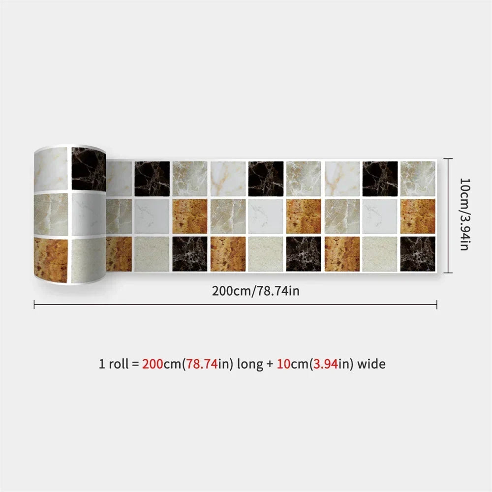 Partly unrolled strip of marble-effect squares in black, white, grey and amber tones 51