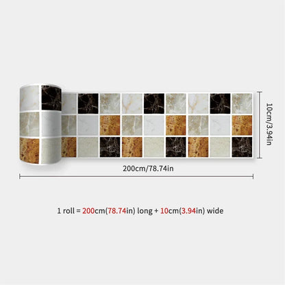 Partly unrolled strip of marble-effect squares in black, white, grey and amber tones 51