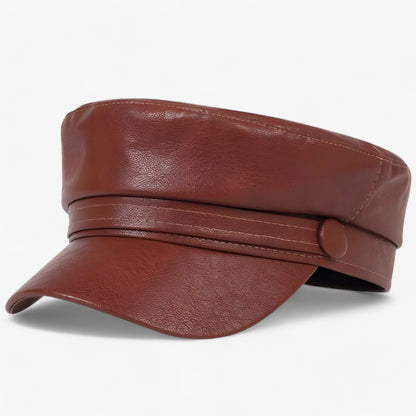 Octagonal women's flat cap made of PU leather – Valence