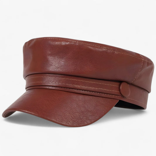 Octagonal women's flat cap made of PU leather – Valence