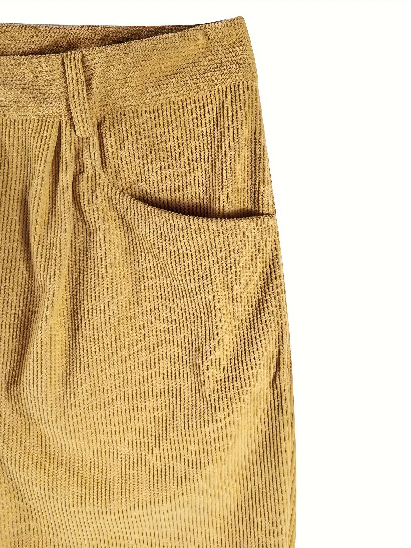 Ladies' corduroy trousers with a high waist and straight cut – Elvira