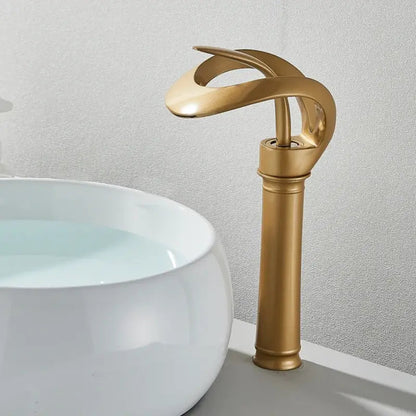 Messing Basin Mixer Tap with Waterfall Spout - Flowarc