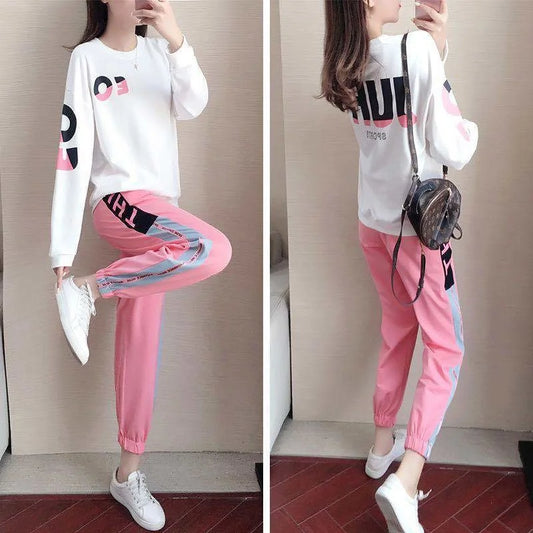 Ladies' tracksuit two-piece set with sweater and trousers – Leona