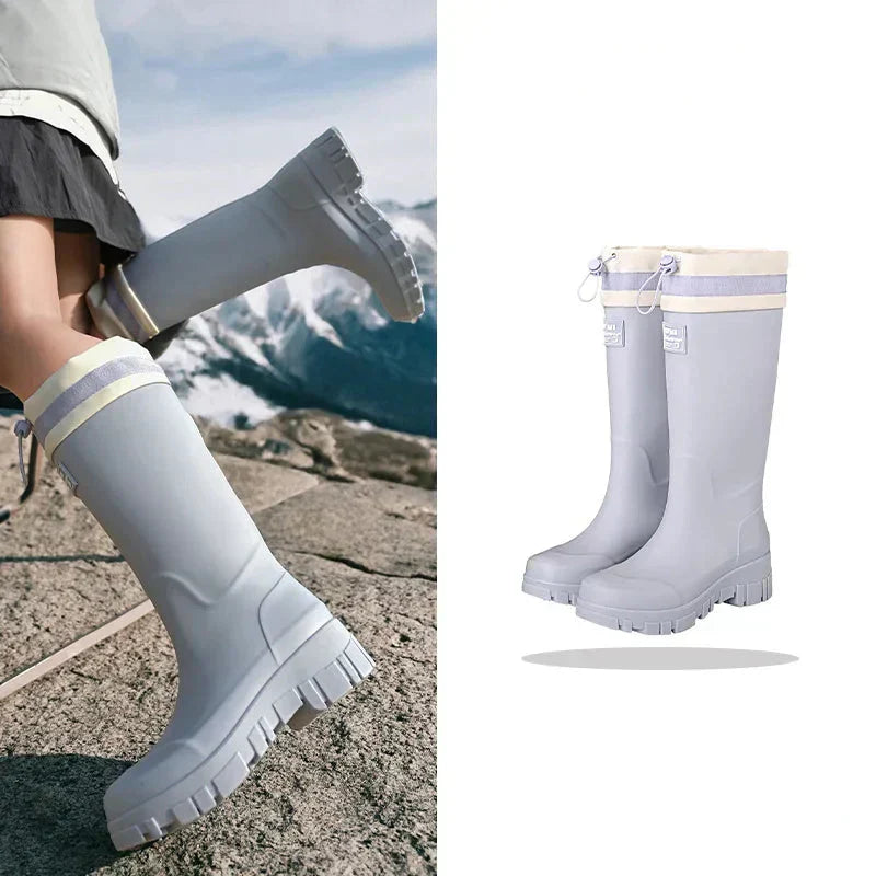 Ladies' waterproof retro look rain boots with anti-slip sole – Arlena