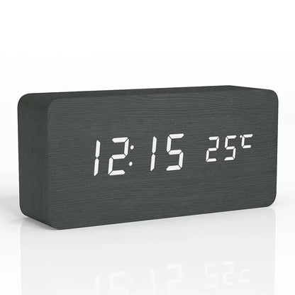 Digital wooden alarm clock with LED display – WoodSync