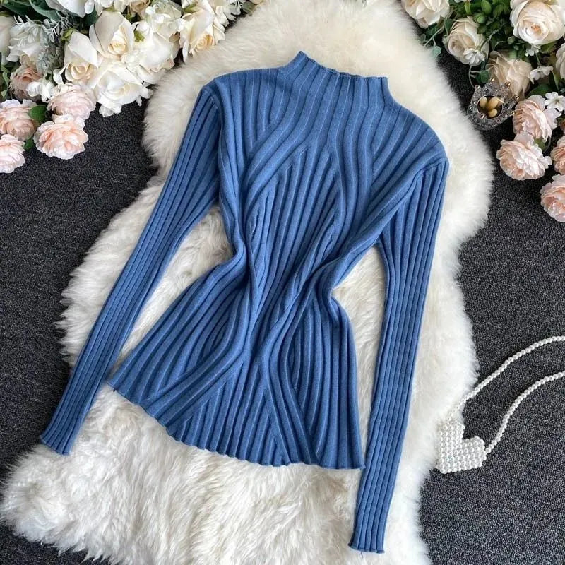 Ladies' knitted jumper with a roll neck and long sleeves – Elodie