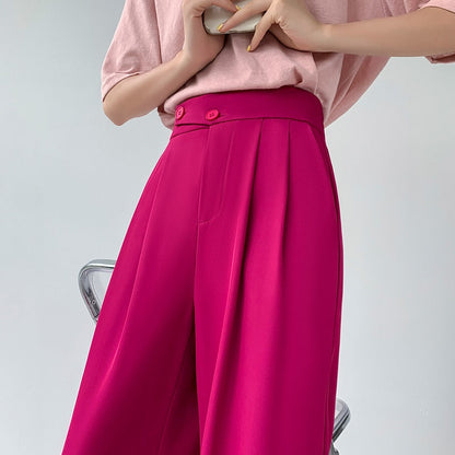 High-Waist Casual Women's Trousers with Wide Leg – Emilia