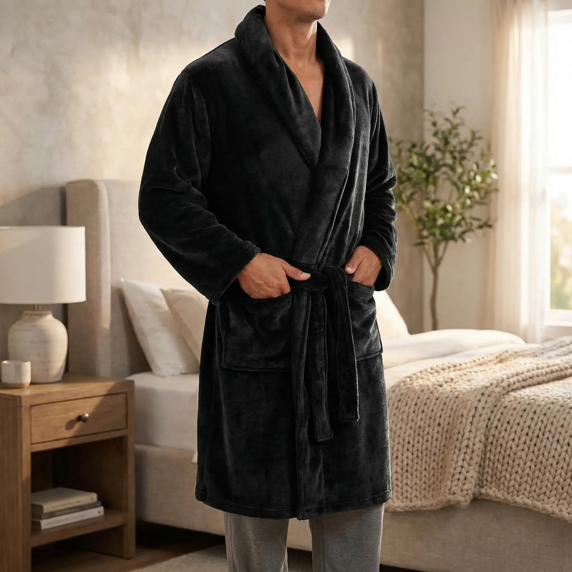 Shawl Collar Full-Length Dressing Gown - Derrick