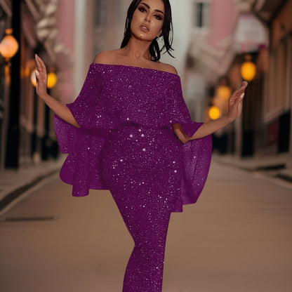 Shimmering A-Line Maxi Dress - Teri
